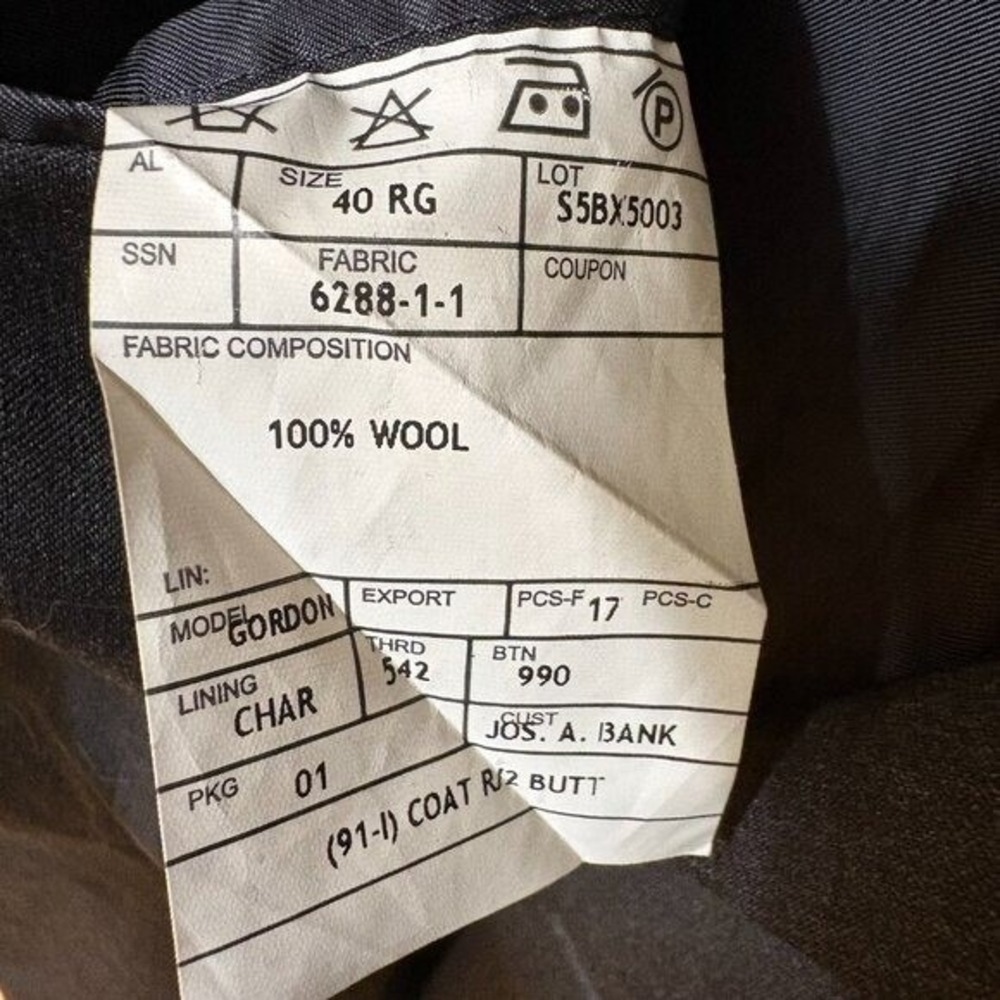 Jos A Bank Signature Collection Mens 40R 100% Wool Blazer Sport Jacket Black - Picture 7 of 14